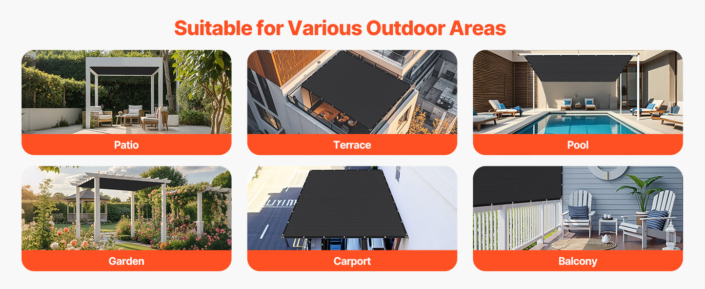 SucceBuy Sun Shade Cloth for Pergola Privacy Screen HDPE
