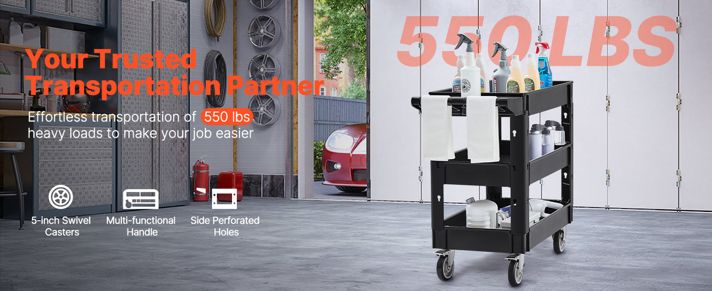 SucceBuy Utility Cart With 360 Degree Wheels For Heavy Duty Transport