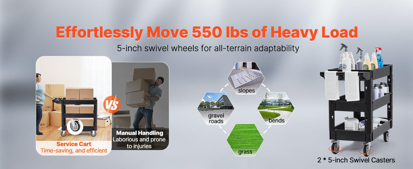 SucceBuy Utility Cart With 360 Degree Wheels For Heavy Duty Transport