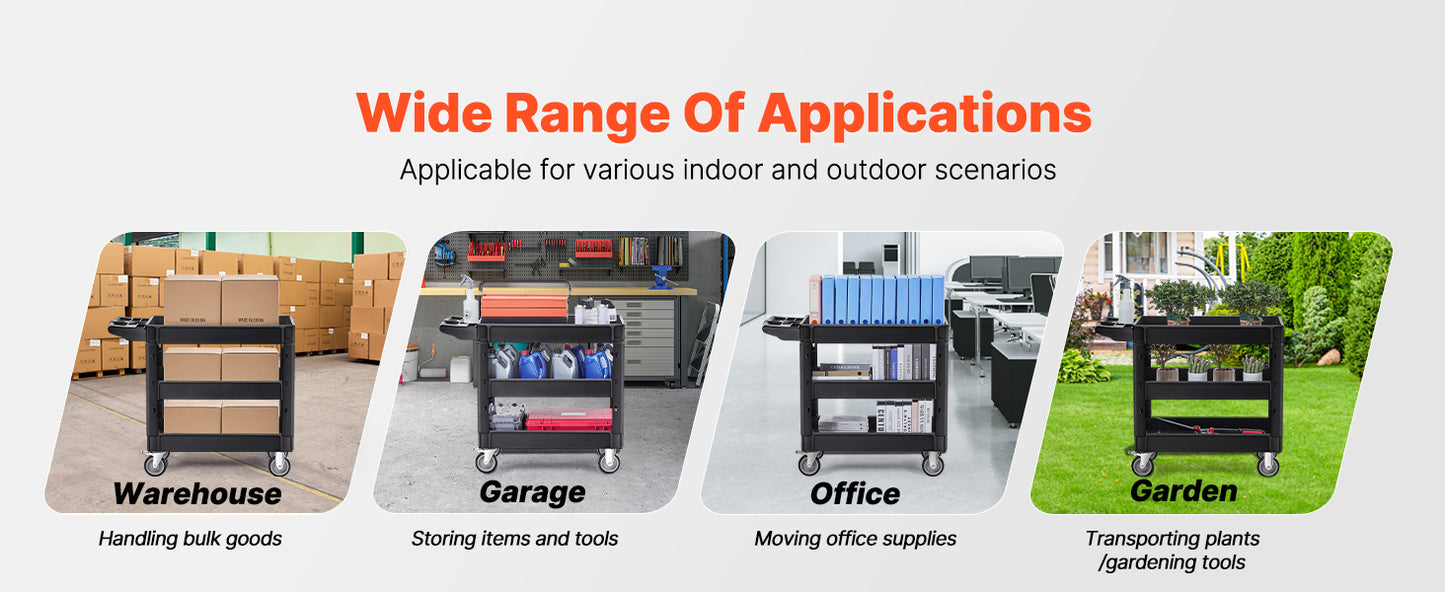 SucceBuy Utility Cart With 360 Degree Wheels For Heavy Duty Transport